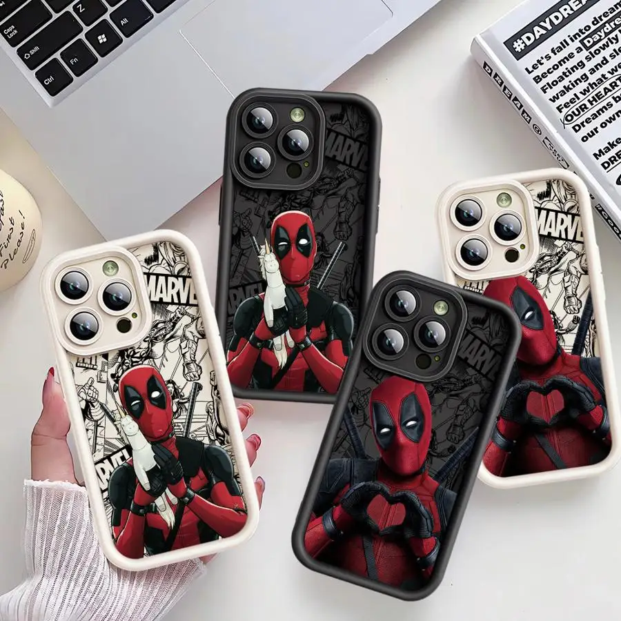 Coque de téléphone Marvel Deadpool cool pour iPhone 15 Plus 16 17 Pro Max 11 13 14 Air 12 Pro