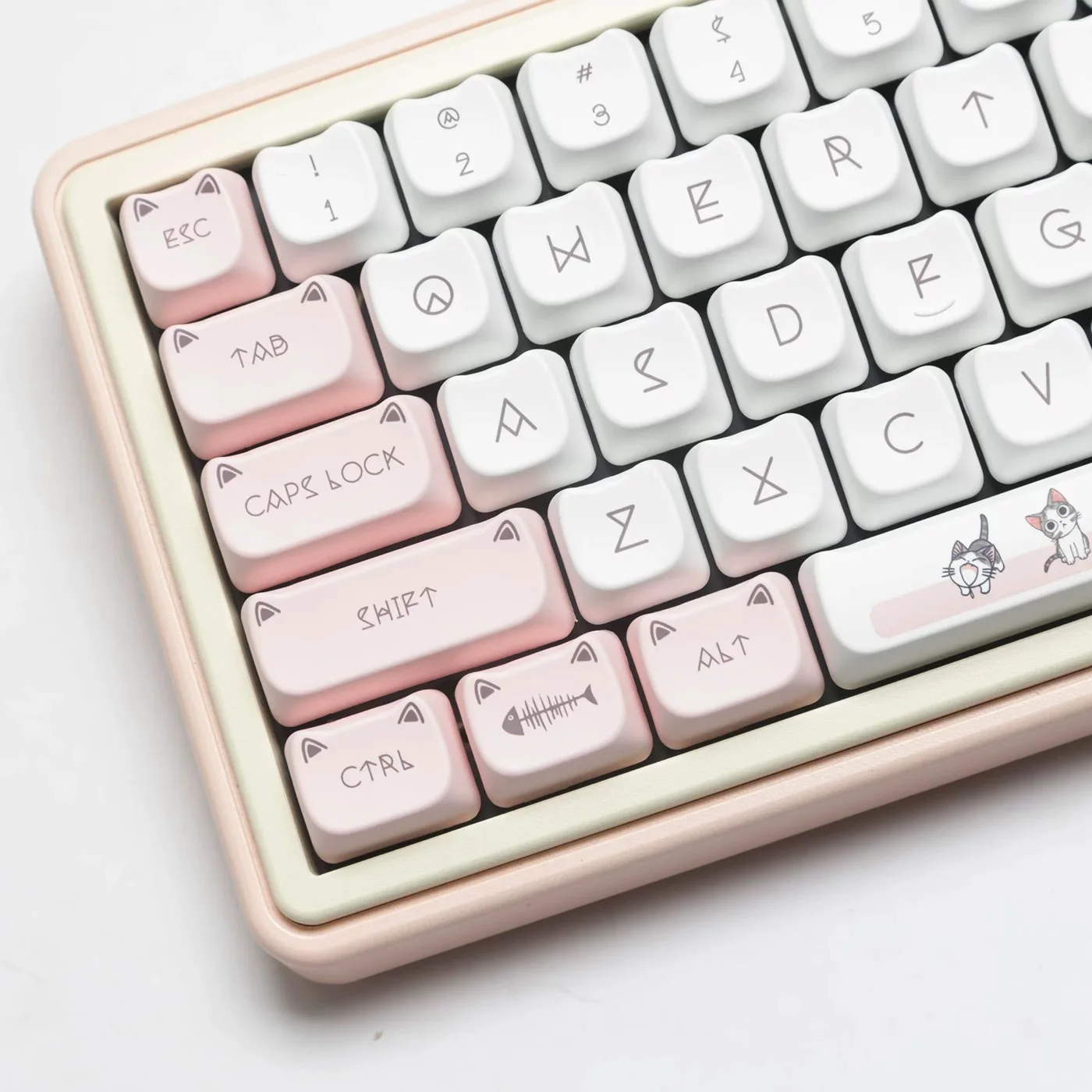 

PBT Keycaps MAO Profile Dye Sub Keycap For Cherry Mx Switch Mechanical Keyboard Gaming Cute Cheese Cat Wooting GMK67 Keyboard