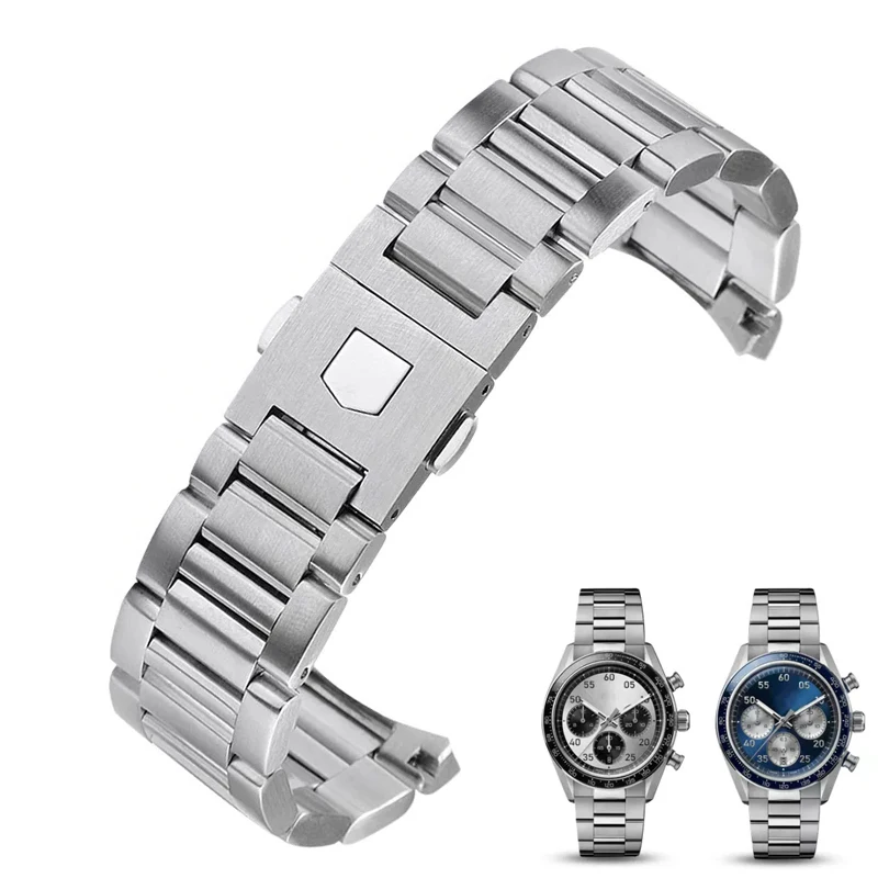 904L Solid Stainless Steel Watch Bracelet For Tag Heuer Calera Series 22mm Watch Accessories Strap Steel Silver Men's Watchbands