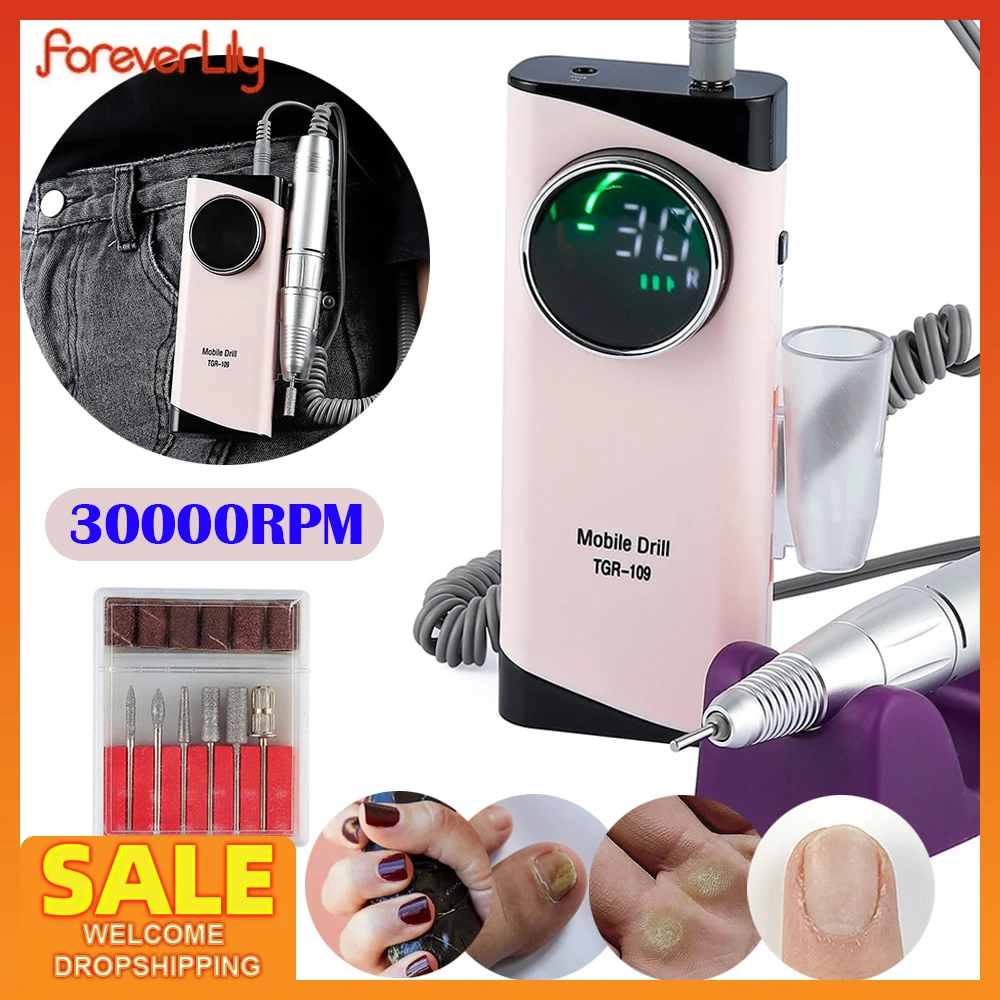 30000RPM Nail Drill Manicure Machine High Speed Nail File Polishing Pedicure Machine Nail Gel Removal Callus Grinder Low Voice