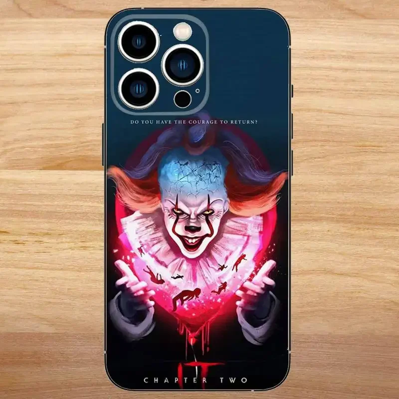 Horror Pennywise Clown Phone Case For iPhone15,14,13,12,11,Pro,Max,Plus,Mini,X,XS,XR,8,7,6,S,Plus,SE Soft Black Case