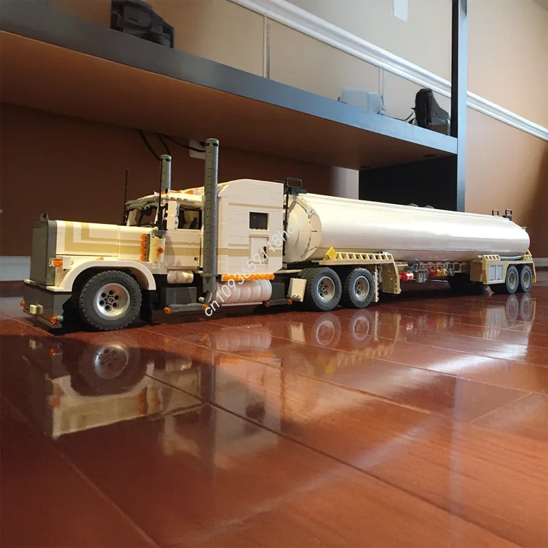 2631 قطعة MOC الناقل 1:17 مقطورة الوقود لشبه شاحنة التكنولوجيا نموذج اللبنات التراص الطوب الإبداعية لعبة طفل هدية