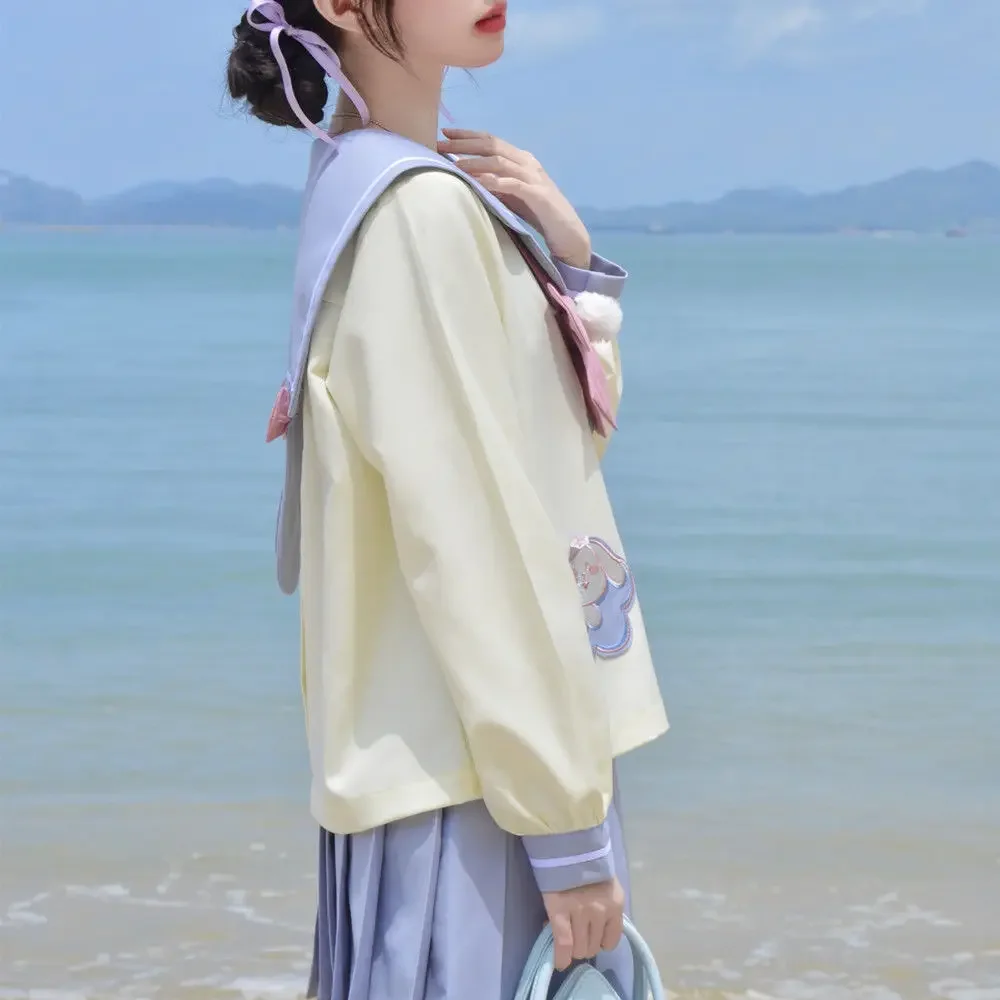 Uniforme de marin lapin violet Kawaii, uniforme scolaire pour femmes, uniforme de Cosplay Anime doux Jk, Halloween carnaval, été automne 2024