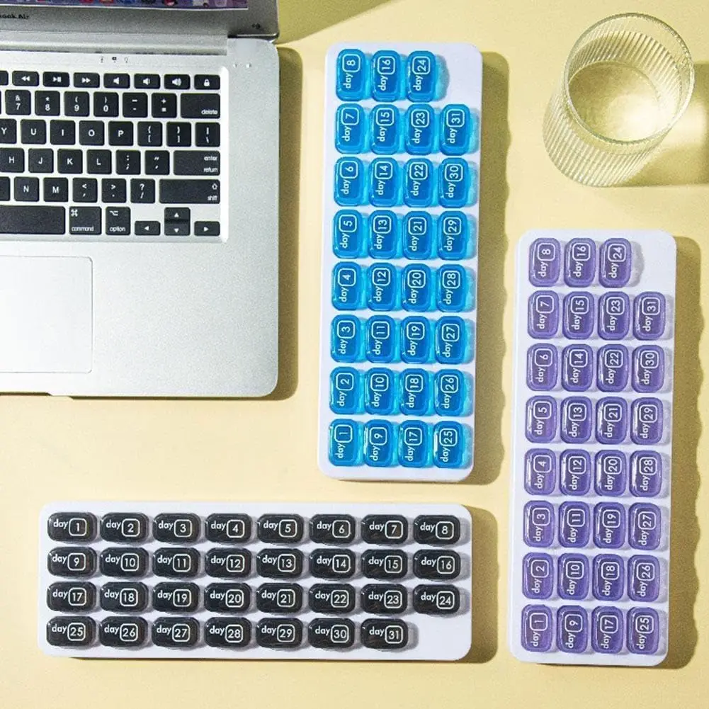 

31-дневная ежемесячная коробка для хранения таблеток, прозрачная клавиатура, витаминная добавка, коробка для таблеток, органайзер, полипропилен, для путешествий, пылезащитный, съемный