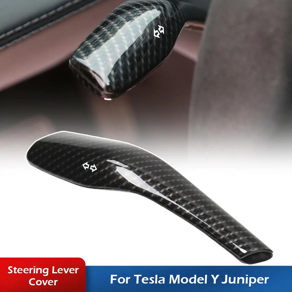 Steering Lever Cover for Tesla Model Y Juniper 2025 2026 Column Gear Shift Cover Carbon Fiber White Rod Interior Accessories