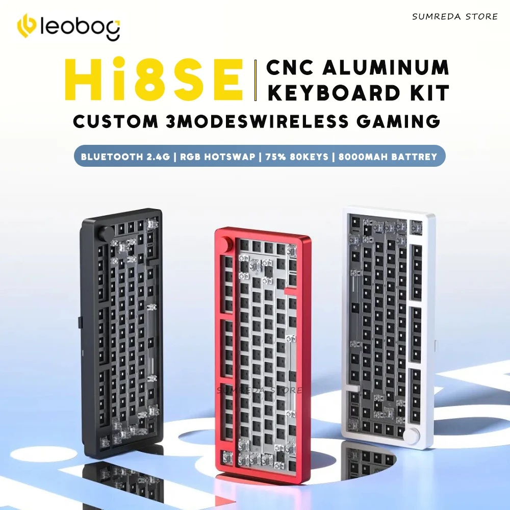 LEOBOG Hi8SE Hi8 Wireless Gaming Aluminum Mechanical Keyboard Kit 75% 80Keys Bluetooth 2.4G Wired RGB Hotswap Gamer Keyboard