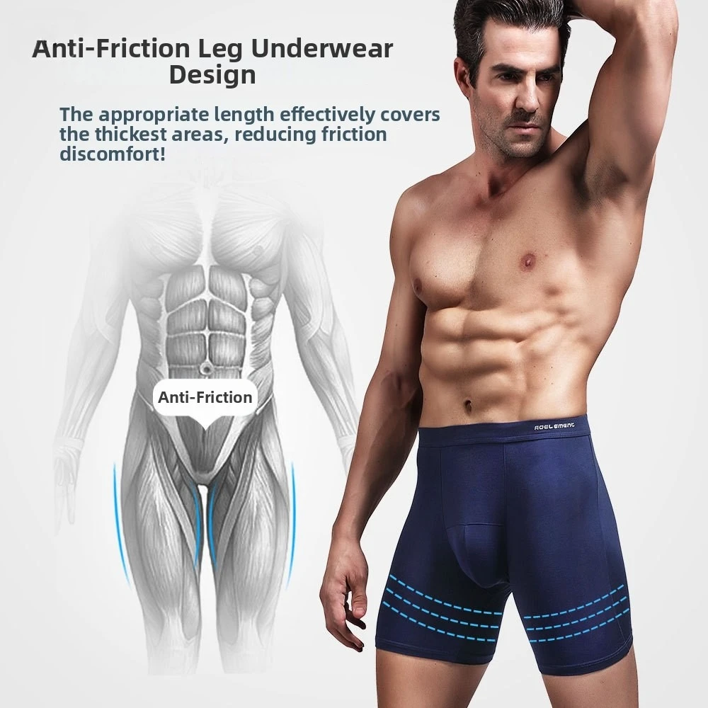 Plus Size Extended Sports Underwear for Men Anti-chafing Men's Boxer Briefs Slim-fit Long Leg Running Gym Exercise Sports Shorts