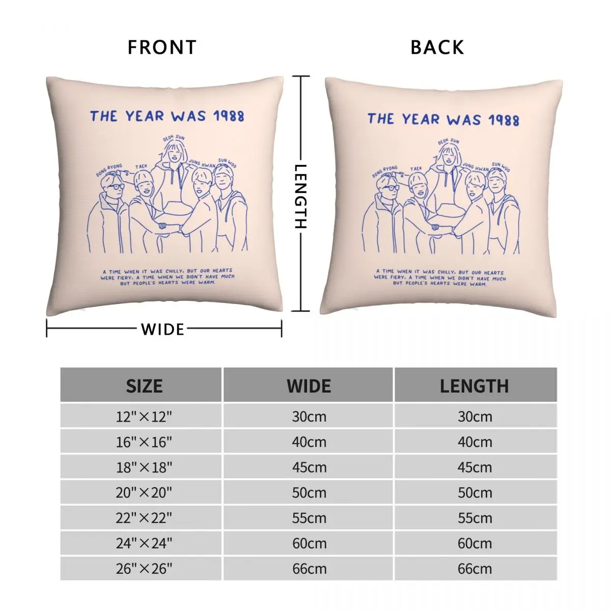 Reply 1988 Kdrama Square Pillowcase Polyester Linen Velvet Printed Zip Decor Car Cushion Cover