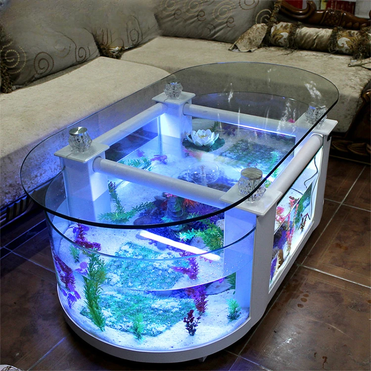 aquarium ecological ultra white glass fish tank aquaphonics fish tank cylinder Glass Coffee Table Fish Tank  For Living Room