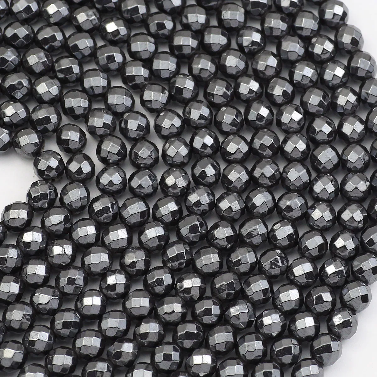 Natürliche schwarze Hämatit-Steinperle, facettiert, rund, lose Distanzperlen, 2/3/4/6/8/10 mm, 41–185 Stück, für Schmuckherstellung, Armband, Halskette
