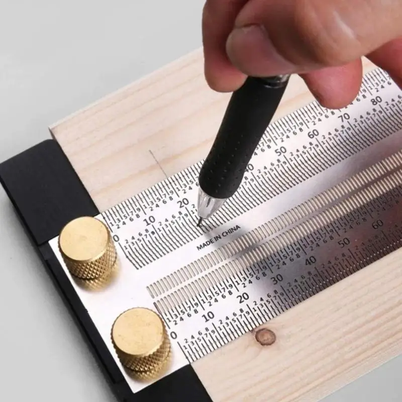 

D5BB Woodworking T-Rule Marking Gauge Scale Scribing Ruler with-Holes