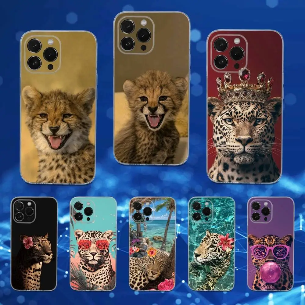 

Cool Animal Leopard Phone Case For iPhone 16,15,14,13,12,11 Pro,Max,Plus,X,XS,XR,SE,Mini Transparent Soft Cover