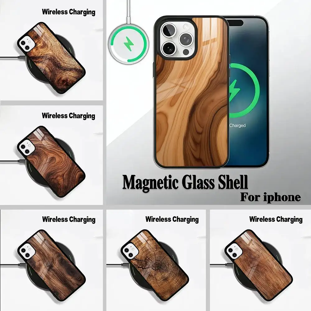 

Natural wood texture For IPhone17 16 15 14 13 12 11 Plus Pro Max Plus Wireless Charger Phone Case