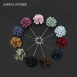 Fabric Flower Brooches For Men Hand-Made Brooches Floral Brooch Lapel Pin Suit Shirt Collar Wedding Jewelry Clothes Accessories