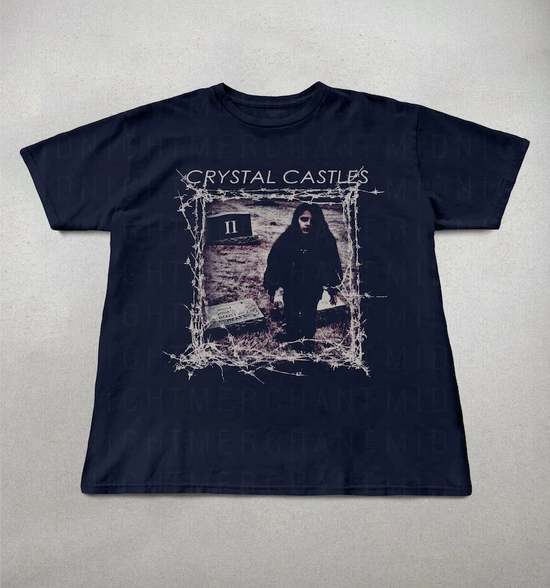 Crystal Castles 90s Style Grunge Graphic T-shirt Vintage Grunge Style Punk Cotton T-shirt Men Women Harajuku Y2K Streetwear Tops