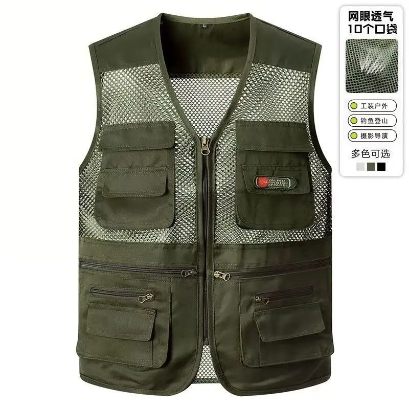 

Men Summer Mesh Camo Vest Multi-pocket Breathable Fishing Photography Waistcoat