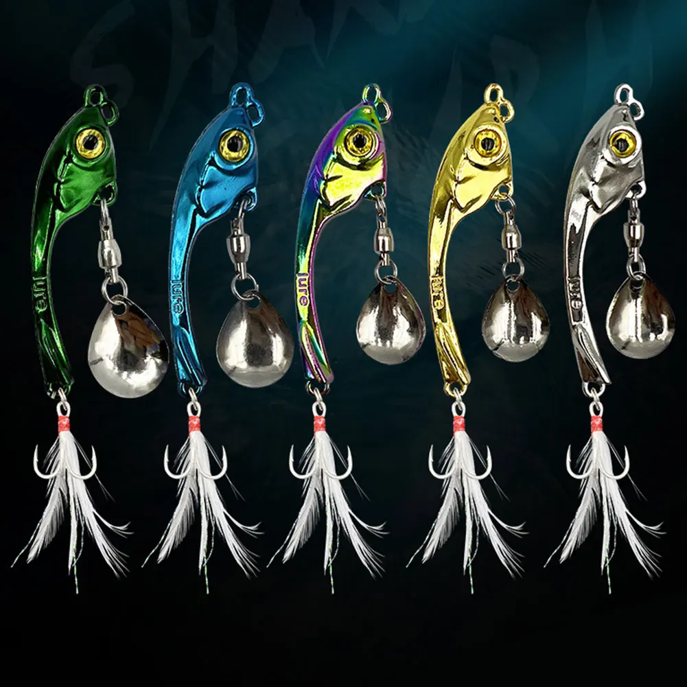 

5pcs Spinner Bait with Sequin Trolling Rotating Spoon Wobbler Artificial Bait for Bass Freshwater and Saltwater