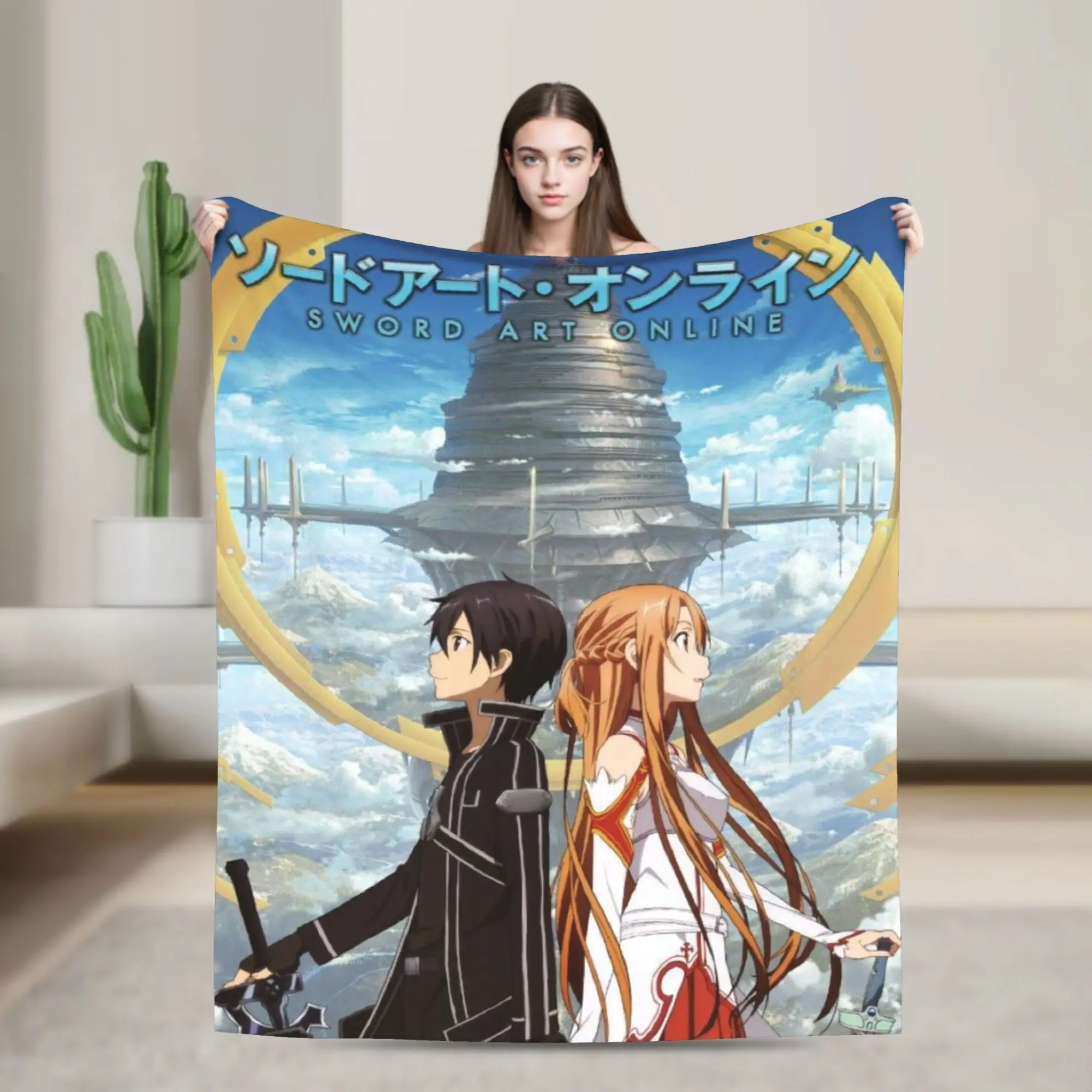 

Одеяло Sword Art Online Kirito Asuna для дивана, нечеткая мягкая плюшевая одеяло 50x60 дюймов, покрывало разных размеров, всесезонные
