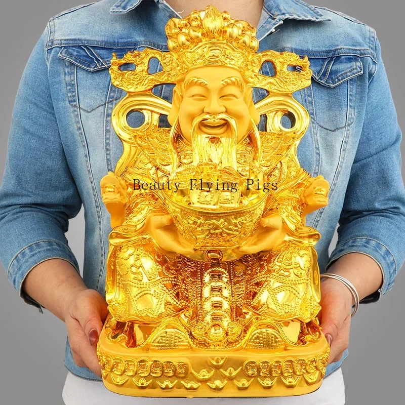 

Lucky Fengshui Gold God of Wealth Resin Statue Home Decor Entrance Living Room Sculptures Crafts home decor