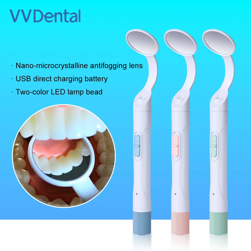 

Зеркало стоматологическое VVDental с USB-зарядкой, перезаряжаемое, со встроенной LED-подсветкой для внутриротового осмотра зубов, стоматологический инструмент