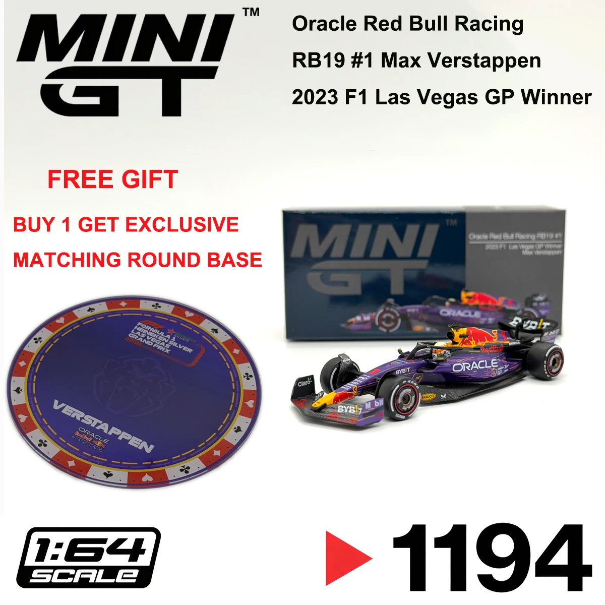 MINIGT 1194 Max Verstappen 1:64 Oracle Red Bull Racing RB19 #1 2023 F1 Las Vegas GP Winner Collectible Model Vehicles Alloy