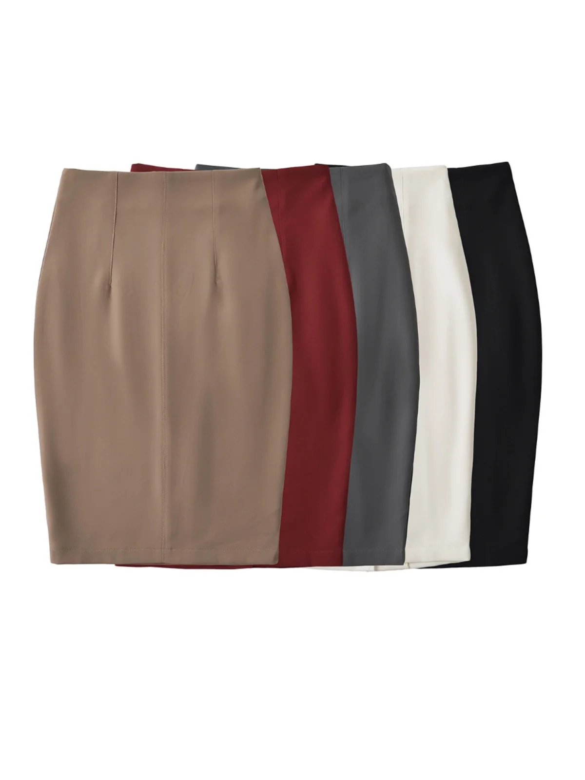 Grey Suit Style Bodycon Skirt High Waist Mid-Length A-Line Half-length Grey Asymmetric Hemline Professional Women's Skirt