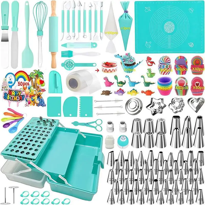 

488 Piece Cake Decorating Tools Set Cream Mounted Mouth Three-Layer Storage Box Plastic Material
