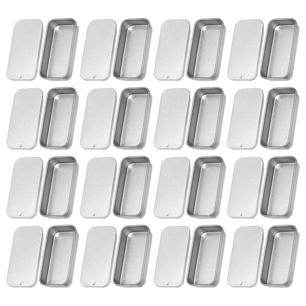 16 Pcs Push-pull Box Balm Tin Case Sliding Cover Boxes Small Tins Candy Jar Sweets Cases Tinplate Metal Travel