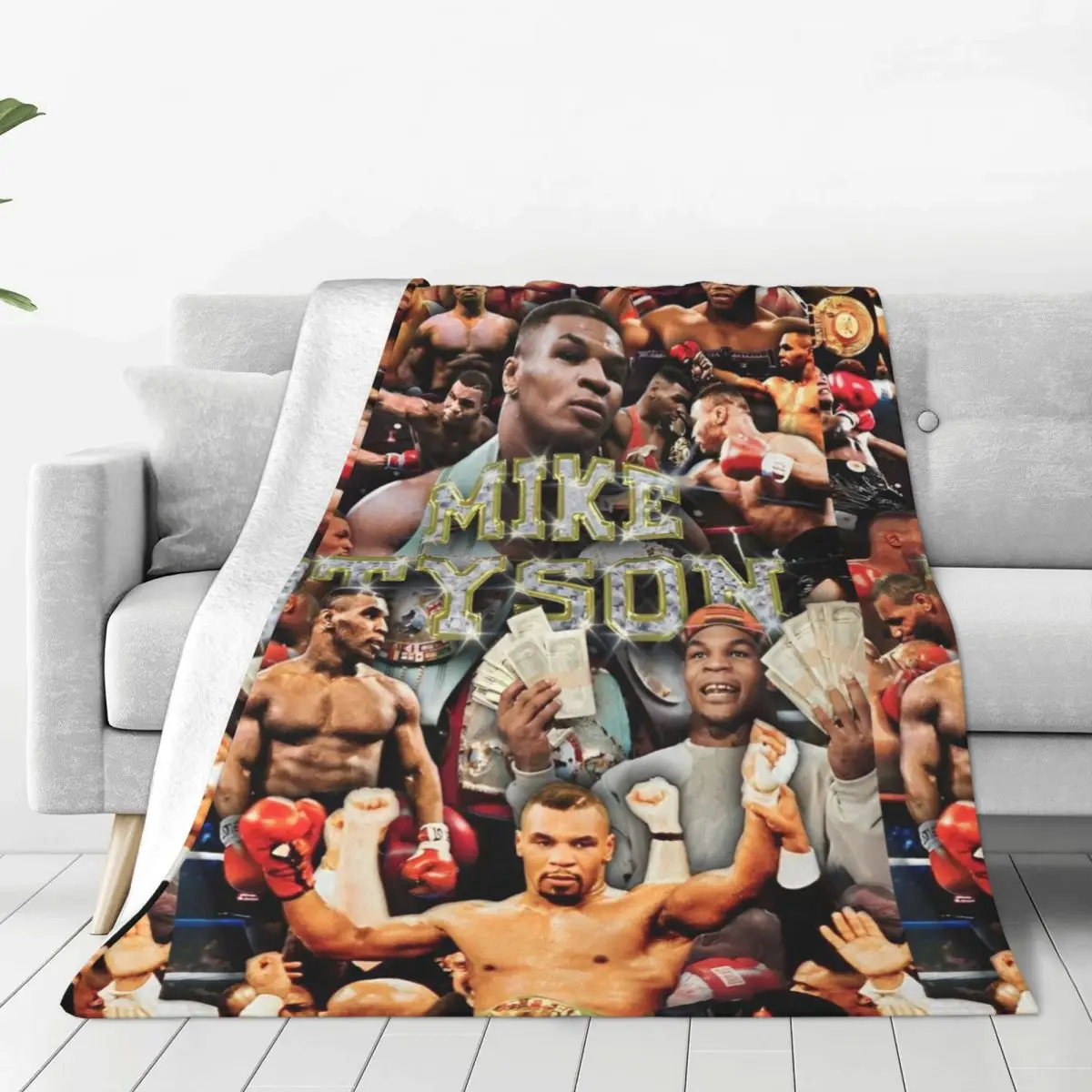 Mike Tyson Collage Blanket Fleece All Season Boxing Gym Boxer Multifunction Soft Throw Blanket for Bed Bedroom Quilt