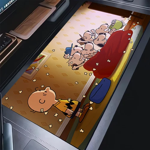 Imagen 2 del producto Alfombrilla de ratón de Snoopy de dibujos animados Kawaii, Alfombra de teclado de Manga en blanco y negro XXL, alfombrilla de ratón de Anime para juegos de PC, alfombrilla de escritorio HD