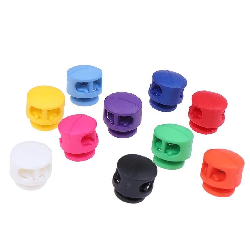 10pcs Assorted Colors Cord Lock Stopper Buckles Clamp Toggle Clip Shoelace Kids Toys Craft Bag Sewing Accessories