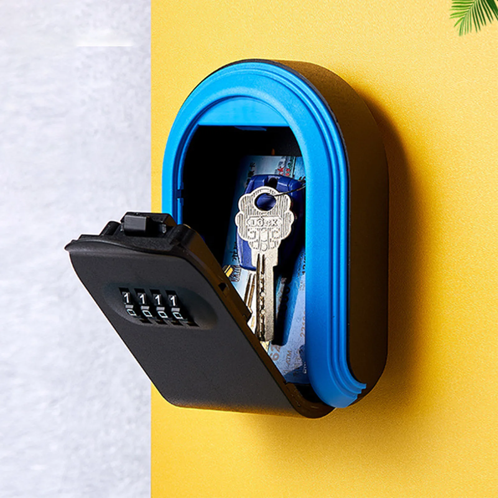 Plastic Key Lock Box Wall Mounted Key Holder with 4 Digit Combination Password Safe Box for Home Office Security Protection