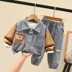 Autumn Spring Children Clothes Set Baby Set Boys Denim Jacket +pants 2 Pcs Set Kids Jeans Suit for Children Full Kids Outfits