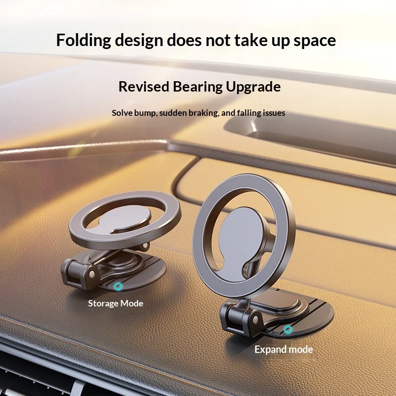 New Magsafe Magnetic Car Folding Phone Holder with 360 Degree Rotation and 3m Adhesive Sticker Car Navigation Bracket