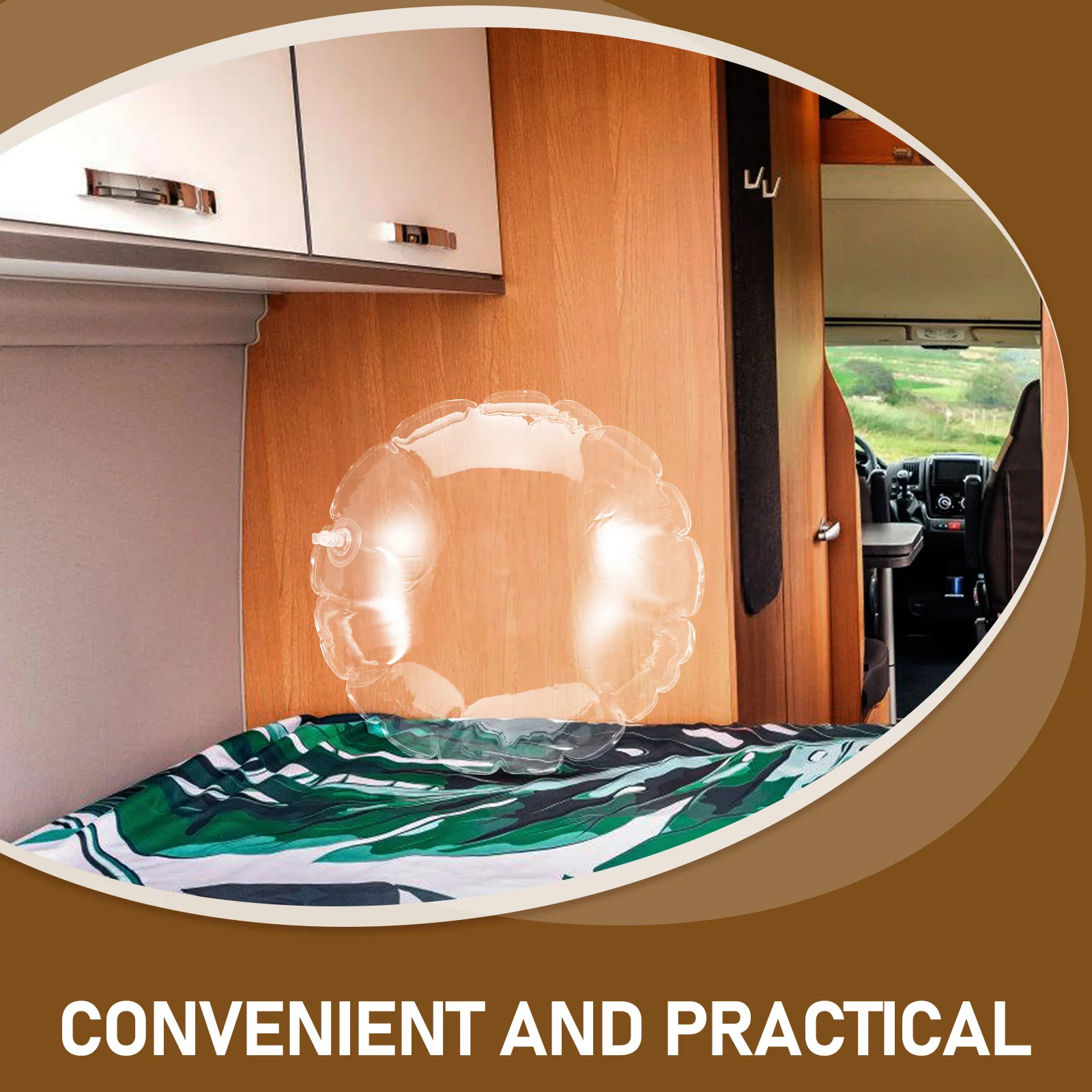 

Lightweight Transparent Round Inflatable Pillow Portable Cushion for Outdoors Car Travel Office Sofa Use Clear Inflatable