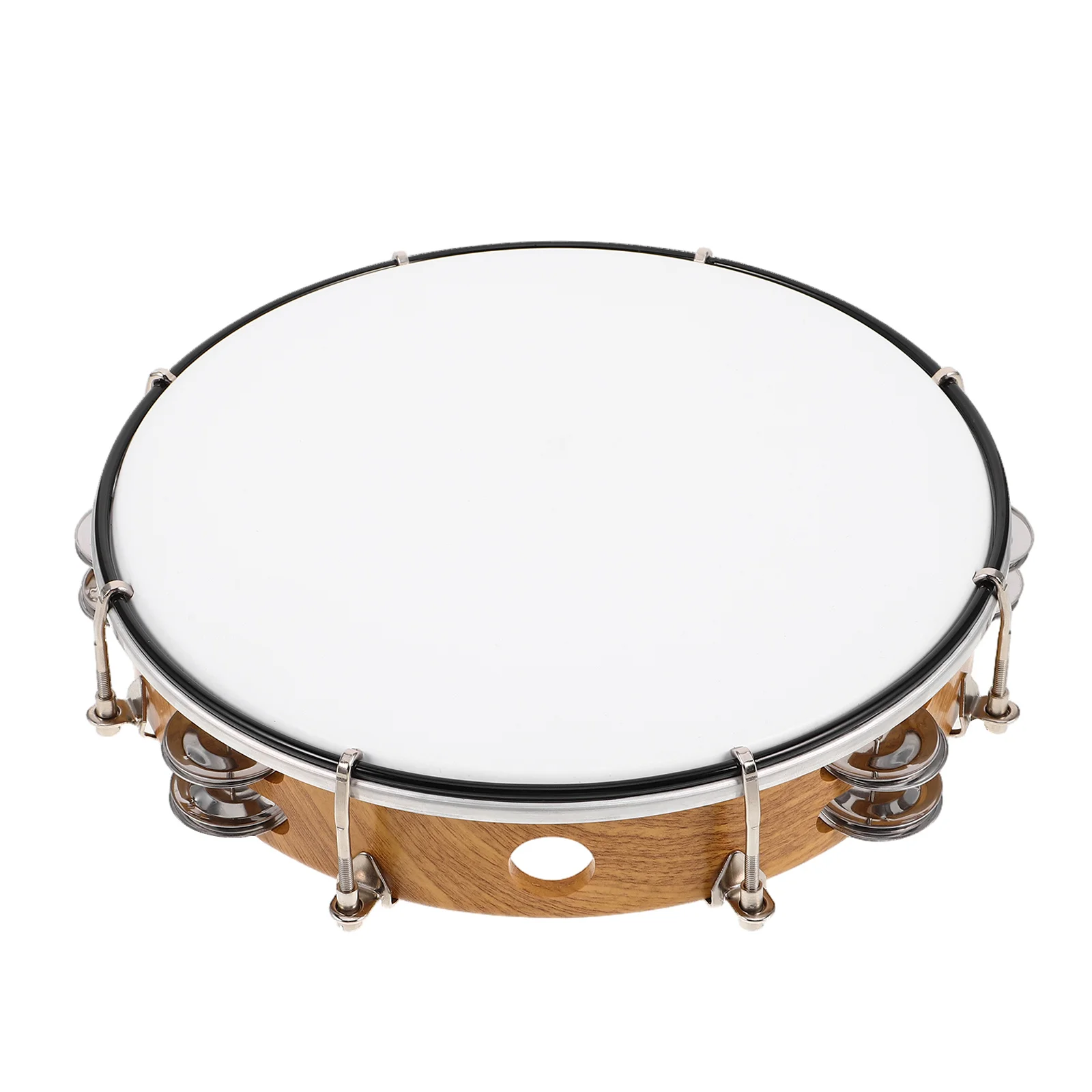 

10 Inch Colorful Tambourine Polished Smooth Finish Lightweight Handheld Percussion Ideal for Classroom Stage Musical