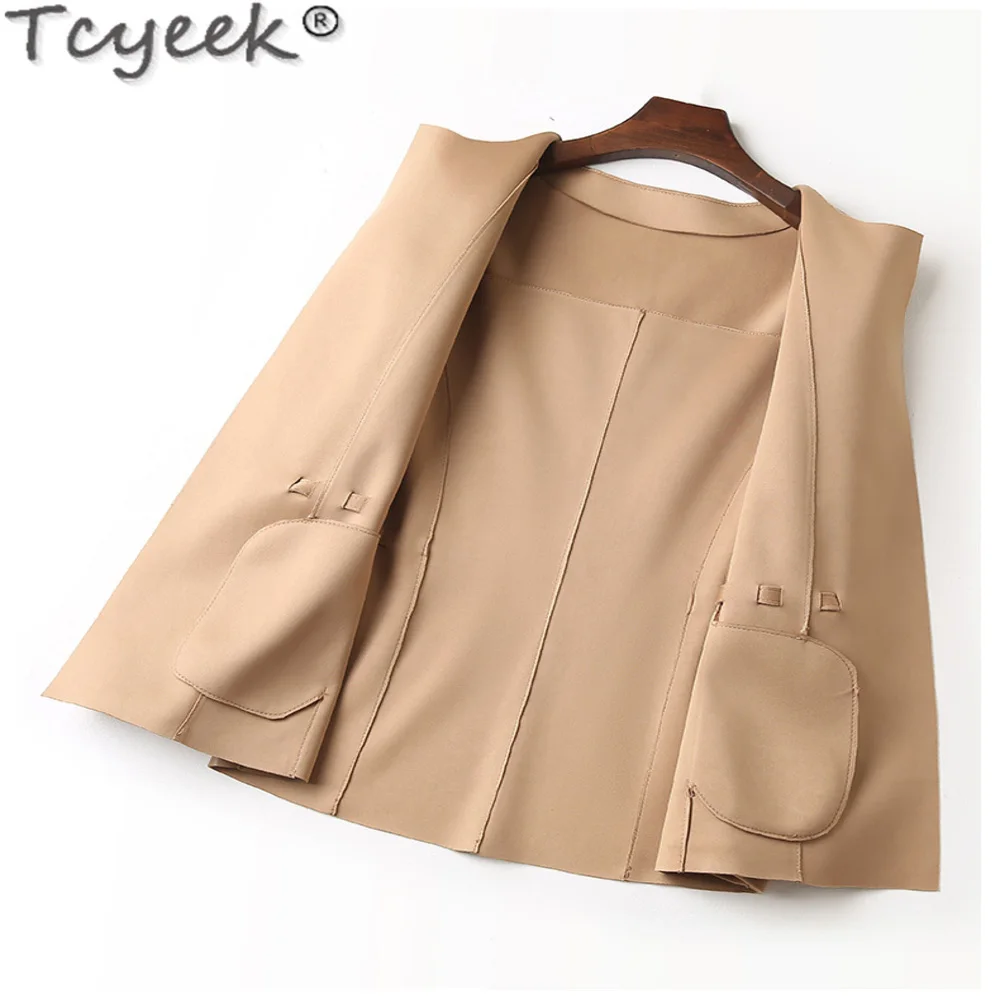 Top Tcyeek Layer Genuine Jacket Women Sping Fall Sheepskin Coat Woman Clothes 23 Korean Fashion Mid-long Leather Jackets