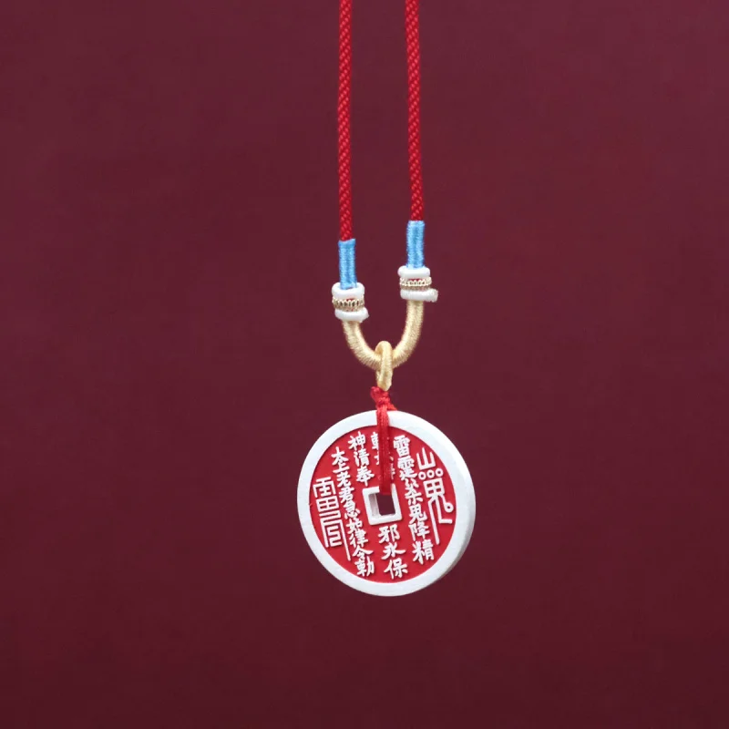 Car Keychain Pendant Necklace Pendant Genuine Solid Mountain Ghost Flower Pure Silver Cinnabar Birth Year