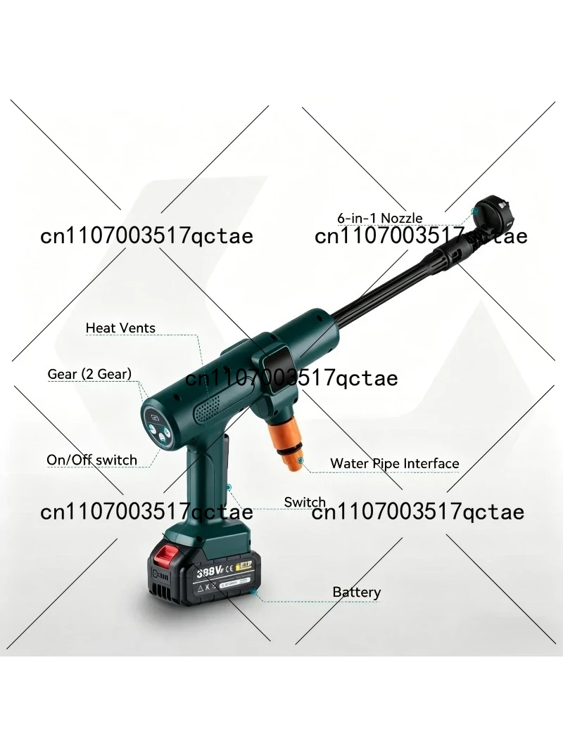 200Bar Brushless Electric High Pressure Water Washer Cleaner 3000W 6 in1 Car Garden Spray Gun For18V Battery Pin view 4