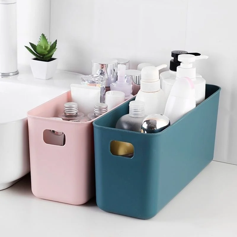 1Pc Desktop Storage Box Narrow and Long Household Snacks and Sundries with Lid Sandwich Storage Basket Clothing Toy Storage Box