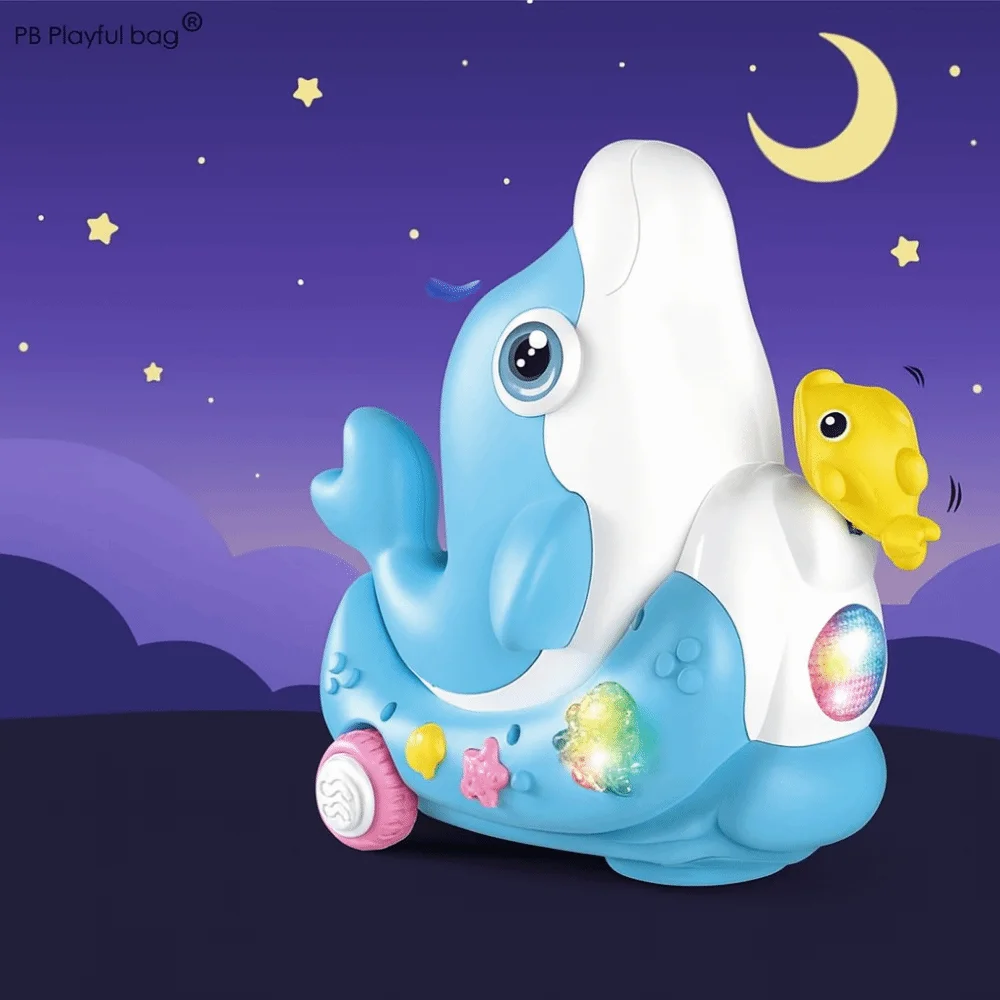 

Электрический дельфин со светодиодной подсветкой, музыкальный, ходячий, выдувающий шарик, 3D-эффект, крутой световой эффект, электронный питомец