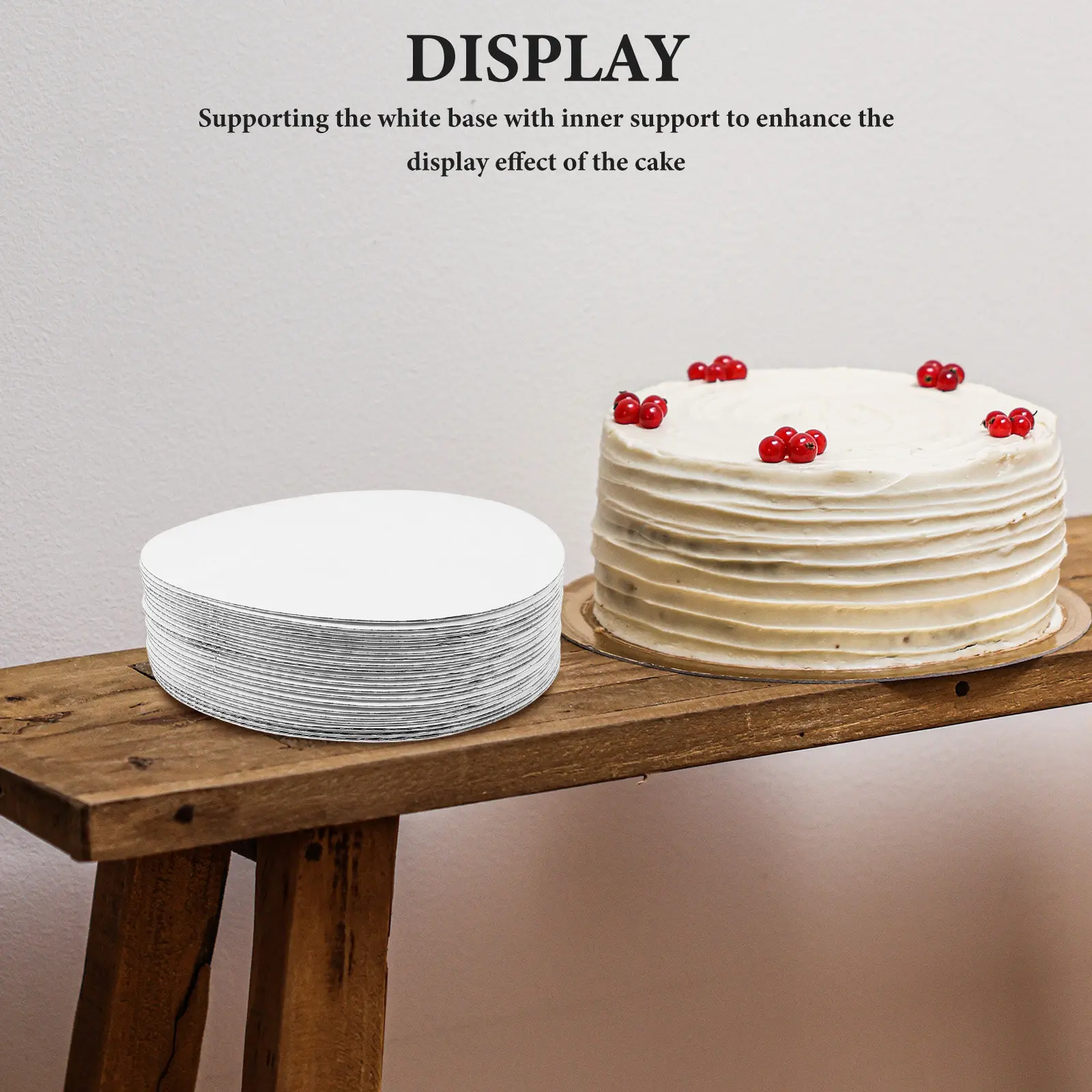 20Pcs Disposable Round Cake Boards Dessert Display Tray for Cakes Cupcakes Pastries Wedding Birthday Party and Social Media