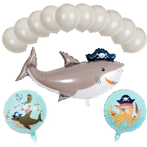 

1set Big Gray Pirate Shark Balloons Sea Animal Large Shark Children Boy Party Favor 18 inch Foil Baloon Inflatable Toys Globos