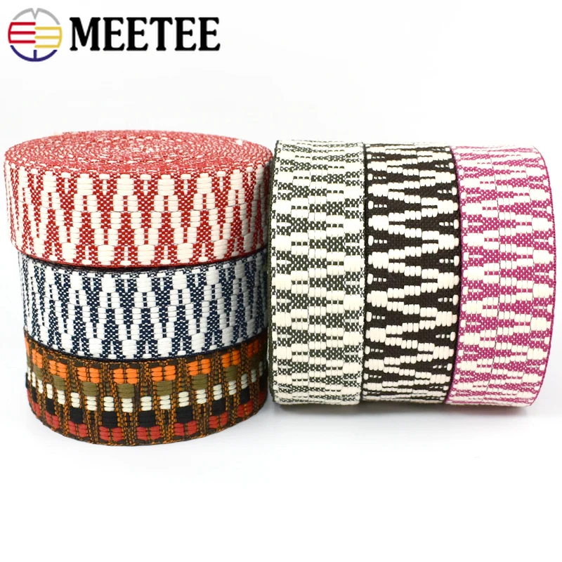 2/3/5Yards Meetee 38mm Polyester Jacquard Webbing Sewing Bag Strap Ethnic Ribbon Belt Band Backpack Decor Tape Trim Accessories