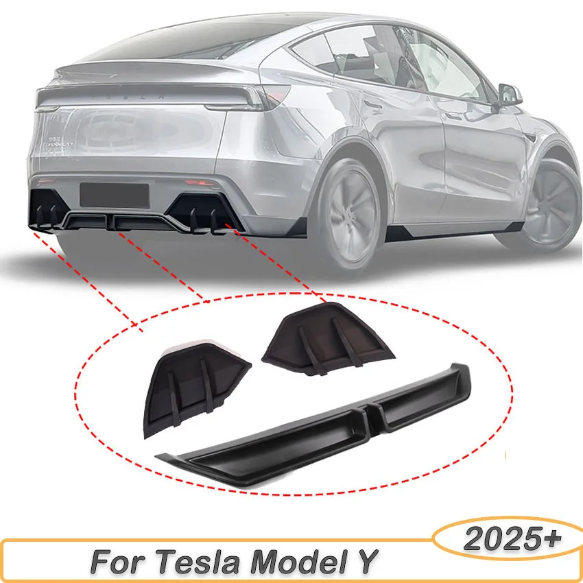 

Для Tesla New Model Y Juniper 2025+ Высококачественный ABS автомобильный задний бампер, боковой угловой диффузор, сплиттер, спойлер, настройка губ, комплекты кузова