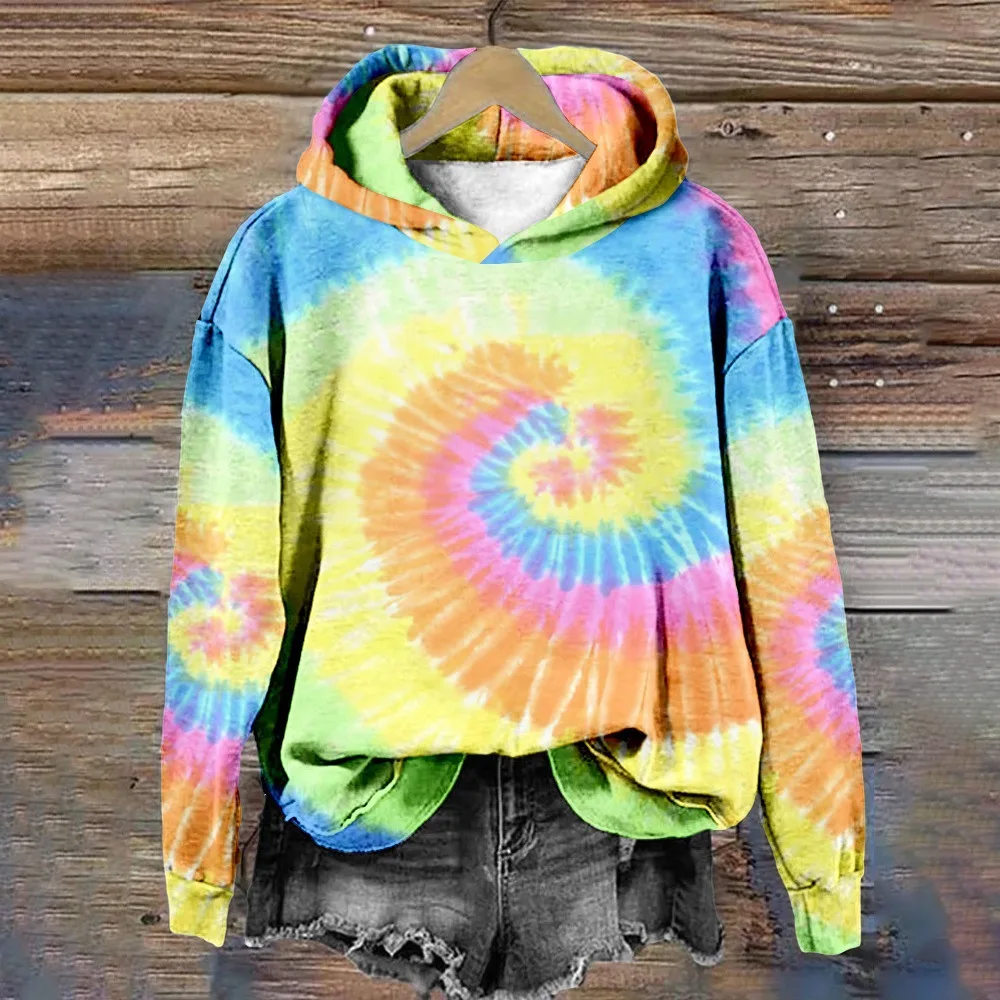 فقط قمة الموضة الملونة التعادل صبغ ثلاثية الأبعاد طباعة هوديس المرأة الخريف قمصان سويت شيرت بقلنسوة الشارع البلوز Y2K بدلة رياضية معطف للجنسين #2