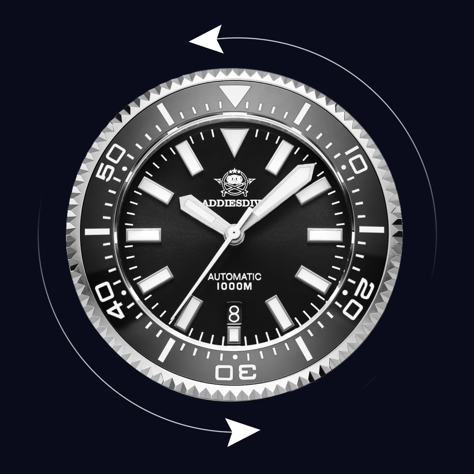 Addiesdive جودة عالية 100Bar الغوص الرجال التلقائي ساعات آلية الياقوت الزجاج reloj hombre الفاخرة مضيئة ساعة معصم