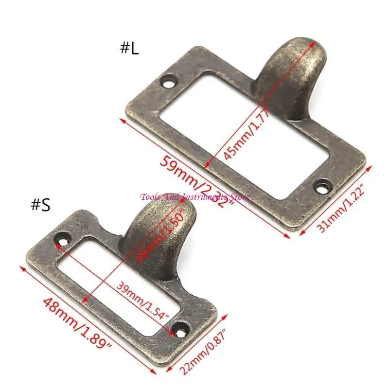 6x Handle File scheda Etichetta Cabinet Etichetta Antique Cassetto Brass Pull Frame C7AC