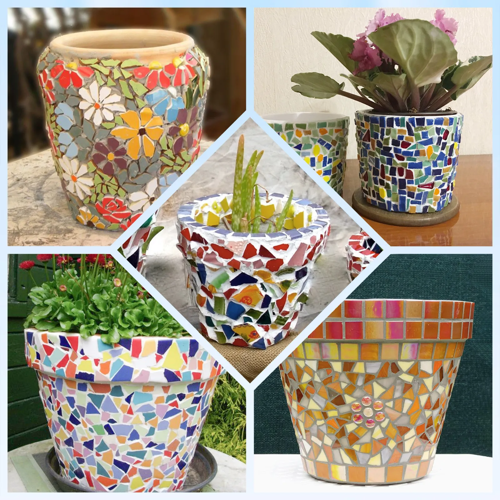 200G Mosaic Loose Ceramic Tiles Irregular Shape Colorful DIY Crafts Supplies Assorted Glazed Pieces for Home Garden Decoration