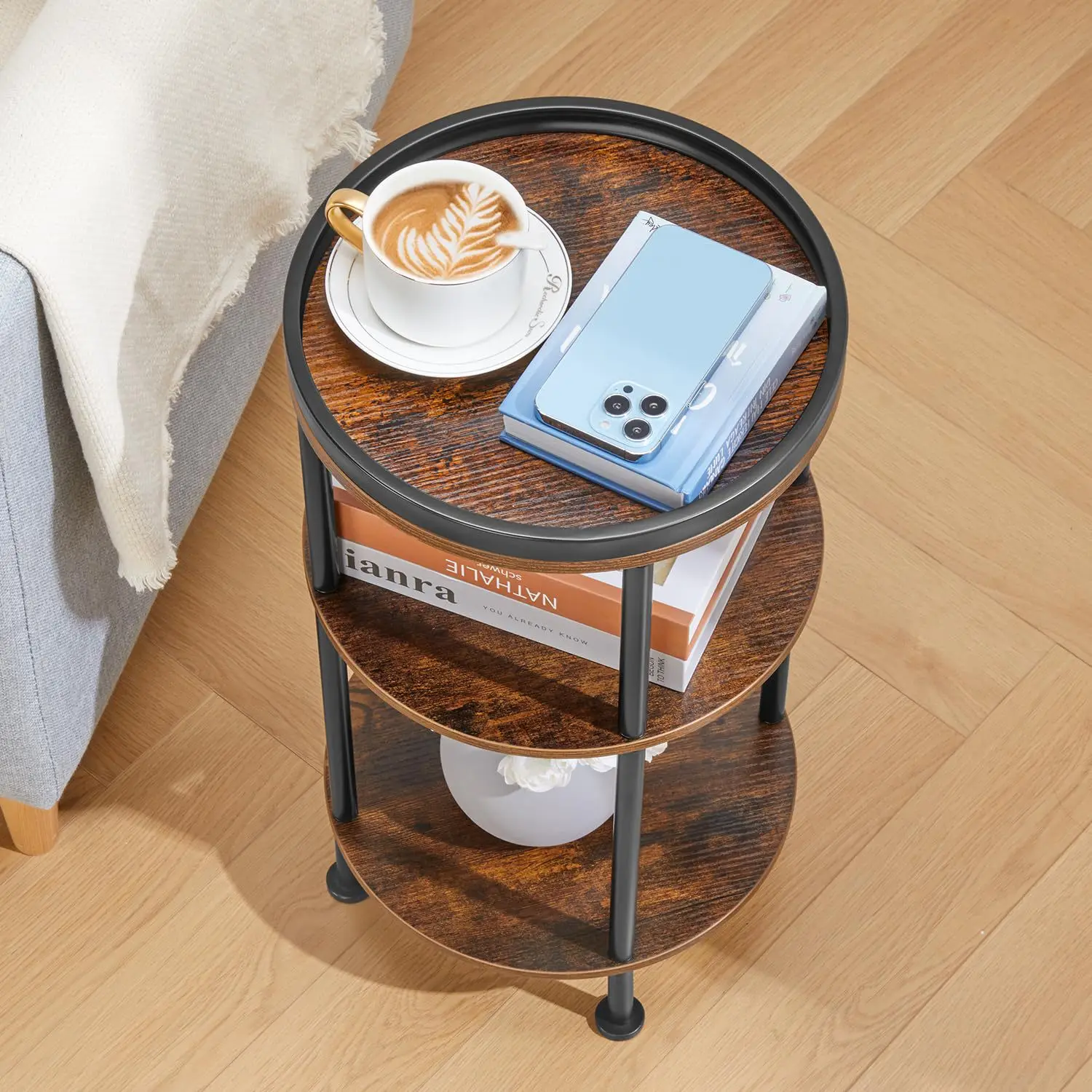 #Modern 3-Layer Decorative Side Table Slim Corner Retro Small End Table for Small Spaces 3D Printed